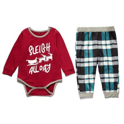 China Breathable Premium High Quality Cotton Long T-shirt and Pants Two Pcs Festival Printing Toddler Christmas Family Pajamas Set for sale