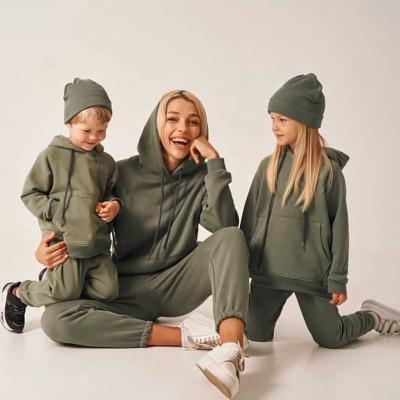 China Breathable Top Quality Brand Cotton Heavy Custom Fleece In Autumn Mummy And Me Two Piece Outfits Outerwear for sale