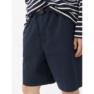 China Comfortable Anti-wrinkle Fashion Summer Wear 100% Cotton Lightweight Buckle Belted Daily Mens Shorts Customized Bilateral Pockets Half Length for sale