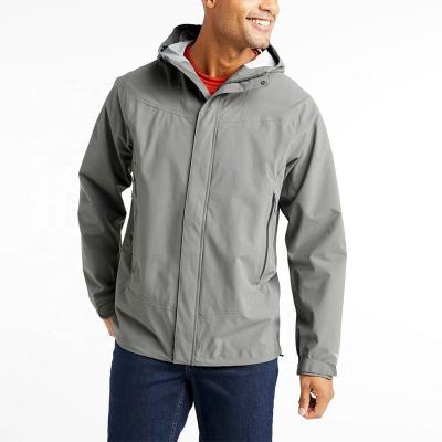 China OEM Waterproof High Quality Brand Gray Solid Strong Zip Through Polyester Technology Wear Jacket Men for sale