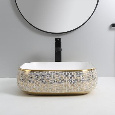 China Electeoplate Outdoor Creative Luxury Design Bathroom Accessories Ware Ceramic Plating Sanitary Bathroom sink sink gold for hotel for sale