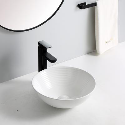 China High Quality Modern Round Countertop Ceramic Sink Bowl Basin Bathroom Glossy White Sink for sale