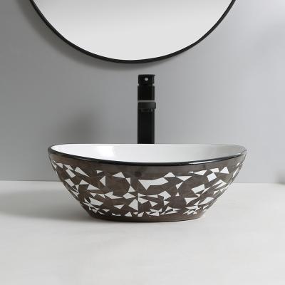 China Modern Popular Sanitary Sink Handmade Basins Bathroom Art Basins Bathroom Ware Bathroom Table Top Ceramic Wash Basin for sale