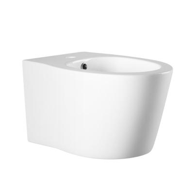 China Simple Cheap Single Piece Ceramic Wall Hung Bidet Toilet Bowl Glossy Water Hole White Ceramic Bathroom Bidet Set Wall Wc Bidet for sale