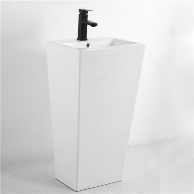 China Wholesale Modern Ceramic Sanitary Freestanding Bathroom Ware Hand Wash Pedestal Sink Ceramic Sink Basin for sale