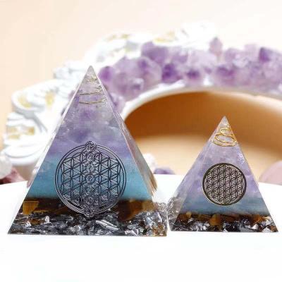 China Wholesale China Reiki Orgonite Energy Orgon Pyramid Gathering Fortune Helping Soothe Soul Chakra Resin Craft Decorative Jewelry for sale