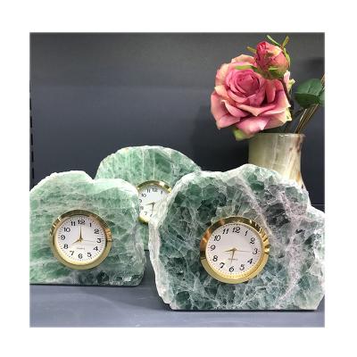 China China Wholesale Natural Crystal Clock Agate Desk Gift Raw Slice Table Clock For Home Decor for sale