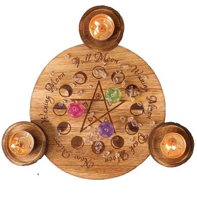 China Wholesale Europe Pentagram Wooden Geometric Candlestick For Table Home Decor for sale