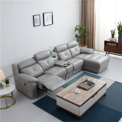 China Modern Real Cowhide 5 Seater (Other) Leather Couch Sofa Set Adjustable , 5 Seater L Shape Sofa for sale