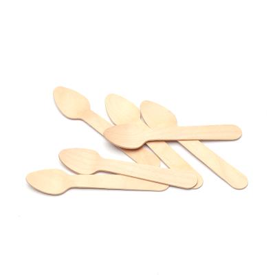 China Eco Friendly Compostable Cutlery Disposable Mini Wooden Spoon For Tea Coffee Ice Cream for sale