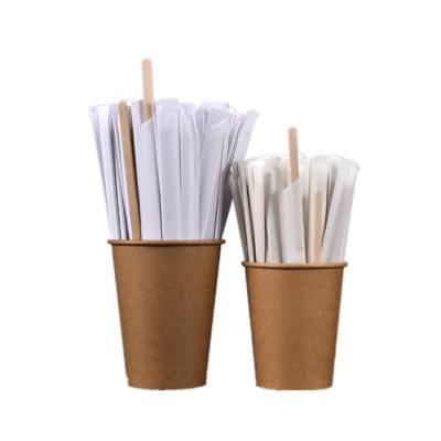 China Custom Coffee Stirrers 90mm Small Healthy Natural Disposable Wooden Cocktail Sustainable Paper Sugar Coffee Drink Stirrer Individually for sale