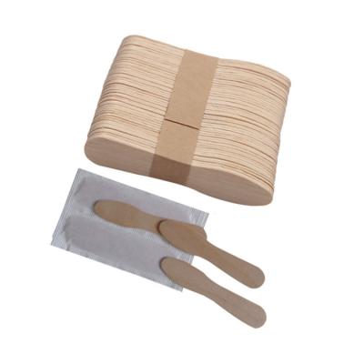 China Sustainable Individually Wrapped Disposable Flat Wooden Ice Cream Spoon for sale