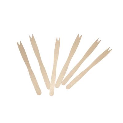 China Disposable Wholesale 100 Pcs Per Bag Bamboo Forks Mini Wooden Appetizer Forks for sale