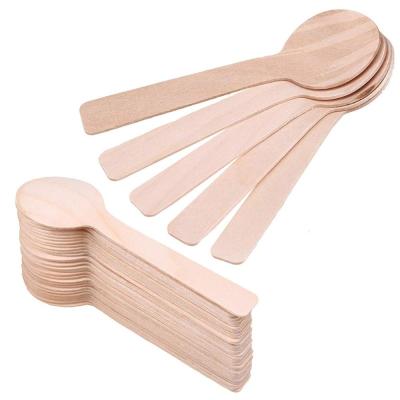 China Disposable Disposable Wooden Mini Ice Cream Disposable Spoon 100pcs/pack for sale