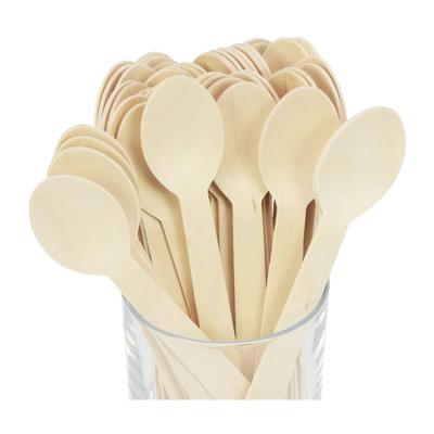 China Disposable Tableware Accessories Machine Custom Disposable Wooden Spoon Dessert Wooden Scoop Mini Ice Cream Spoon for sale