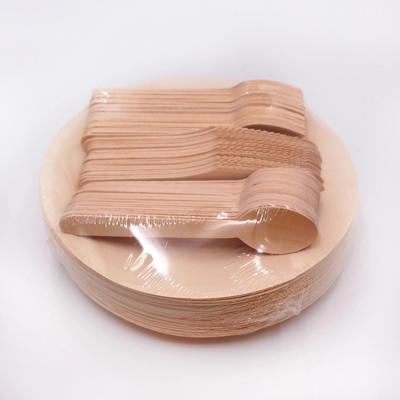 China Environmental Disposable Wooden Cutlery Cutlery Set Wooden Knife Spoon Fork With Napkin for sale