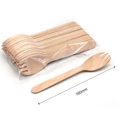 China Environmental Friendly Disposable Wooden Forks Natural Birch Wood Forks Birchwood Compostable Sporks for sale