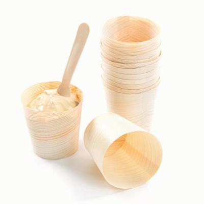 China Japan Wholesale Eco Friendly Take Away Disposable Bamboo Wooden Cups For Food for sale