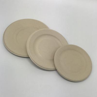 China Disposable Restaurant Tableware Disposable Bamboo Fiber Round Bamboo Dish for sale