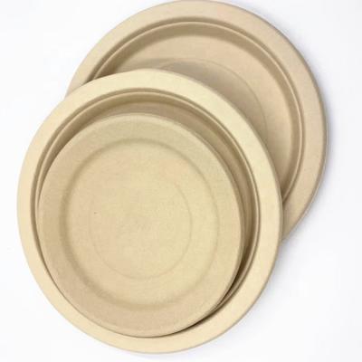 China Wholesale 7inch Disposable Disposable Bamboo Fiber Disposable Fiber Round Old Used Bamboo Dish For Food for sale