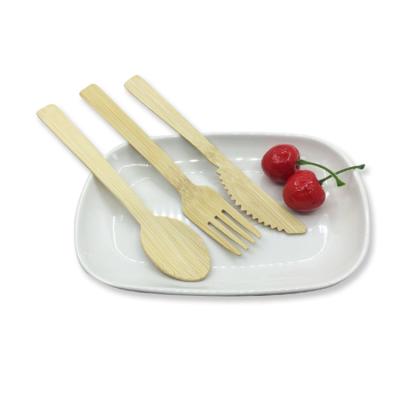 China Disposable Biodegradable Bamboo Spoon Fork 17cm Set Bamboo Dishes Tableware Cutlery Set for sale