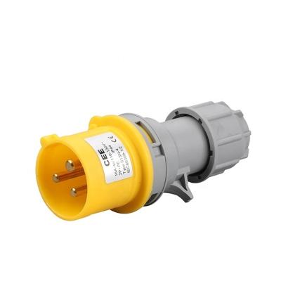 China Yellow CEE Singapore 100V 130V 3 Pin Male Plug 32a Male Industrial Plug Socket And Female Industrial Plug And Socket for sale