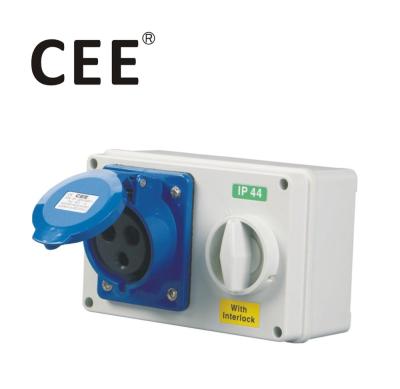 China ECO IP44 Industrial Interlock 16a Industrial Socket With Switch for sale