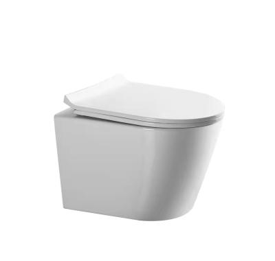 China Hidden Cistern Luxury Instock Wall Mounted Toilet with Wallmount WC Drain Toilet Bowl Matte White Bathroom Wall Hung Pan Toilet Hanger for sale