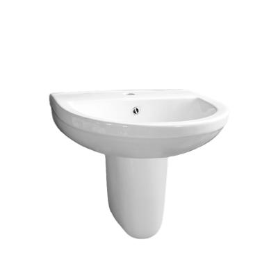 China Moderate Price New Model Modern Half Pedestal Ceramic Wash Basin With Stand Semi-pedestal Sinks for sale