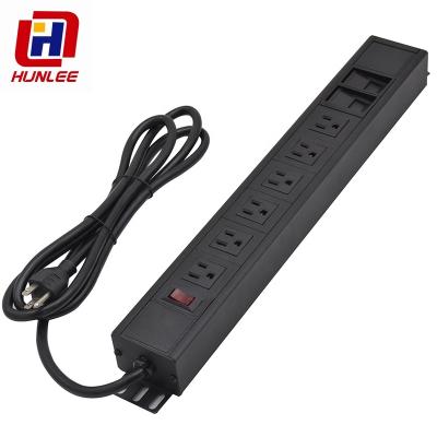 China Aluminum Alloy 6 Ways PDU USA Furniture Power Distribution Unit en venta