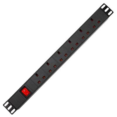 China British Alloy PDU 6 Way 13a Socket Extension Surge Protector Rack Aluminum Power Distribution Unit zu verkaufen