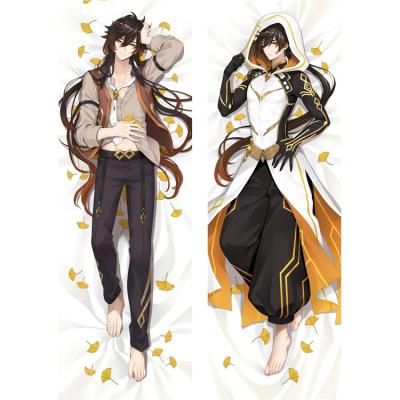 China Male Otaku of Morax Zhong Li Cosplay Pillow Case Hotel Game Genshin Impact Dakimakura Hugging Body Throw Cushion Pillow Cover Case for sale