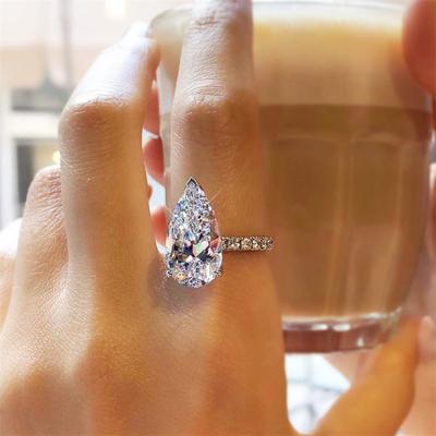 China Wholesale Micro-inlaid Punk Ring Fashion Jewelry Drop Shaped Female Wedding Zircon Wedding for sale