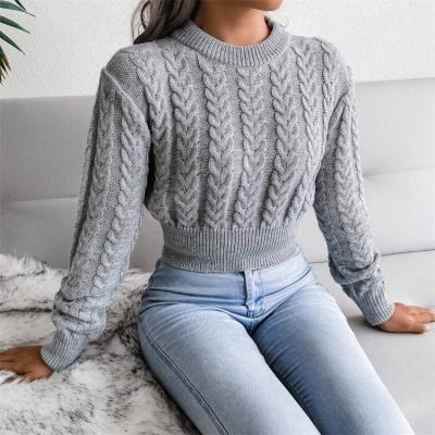 China 2021 Factory Autumn Crop Hot Sale Women'S Anti-Wrinkle Custom Acrylic Twist Size Sexy Knitted Top Sweater for sale