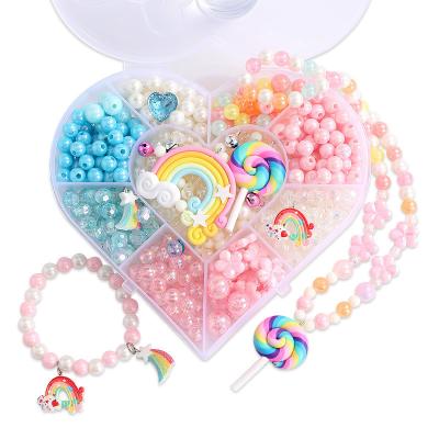 China DIYJewelry box set kids love handmade beaded box DIY cartoon puzzle toy makers girls wear bead bracelet necklace for sale