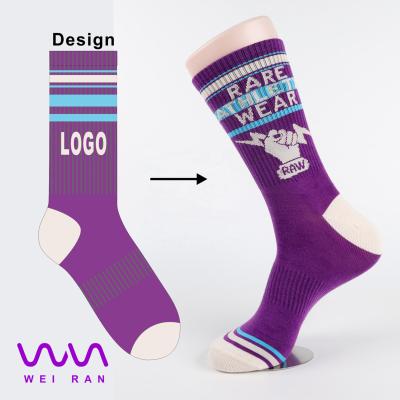 China OEM Crewmen Breathable Calcetines Customize Knitted Design Embroidered Custom Logo Cotton Sport Athletic Socks for sale