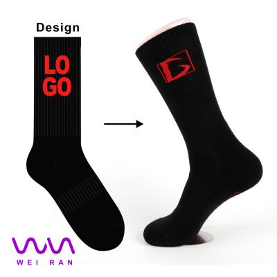 China New Style Sports Breathable Custom Tube Jars Fancy Letters Terry Cuff Loop Couples Toweling Socks for sale