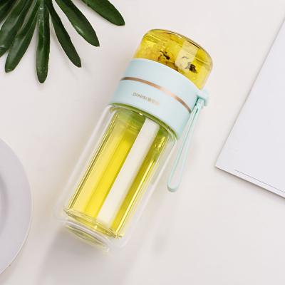 China Stored 2023 Minimalist Style Portable Tea Making Cup 350ml Seated Water Glass Mug for sale