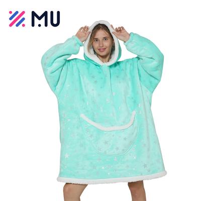 China New Design Sherpa Blanket Hoodie Anti-Static Fleece Custom Oversized Fleece Wearable Covering Hoodie for sale