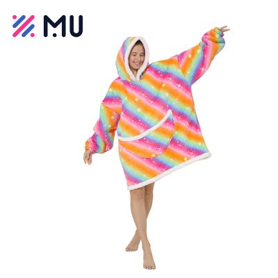 China Factory Supplier Anti-Static Reversible Hoodie Cover Up Super Soft Warm Comfortable Oversized Long Wearable Covering Hoodie for sale