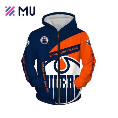 China Anti-wrinkle NFL Football Digital 3D Printed Wholesale Customized Zip Up Oversized Men's Hoodies for sale