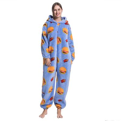 China Soft Touch Ladies Warm Onesie Plus Size Cartoon Sleepwear Women Winter Pajamas for sale