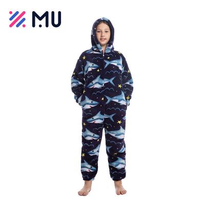 China Soft Touch Cartoon Printing Soft Children Sleepwear Winter Hoodies Kids Pajamas for sale