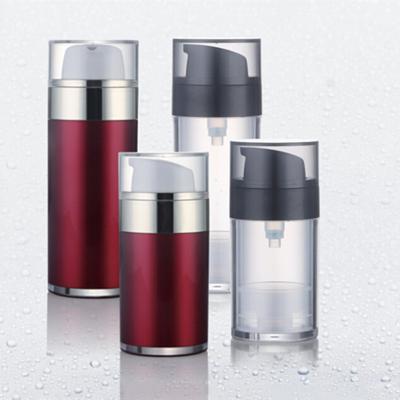 China Cosmetic PP Dual Chamber Cosmetic Airless Pump Bottle With Pump Luxury Matte Silver for sale