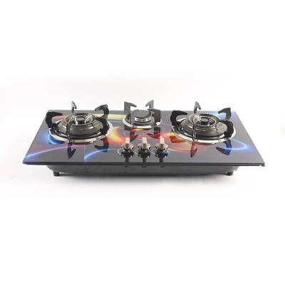 China Hot selling Hotel built-in tempered glass 2 burner stove/doubleburner/3 burner gas cooker stove for sale