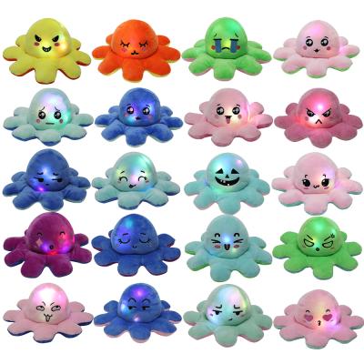 China Lovely Plush Double Sided Reversible Octopus Soft Doll Reversible Led Octopus Plush Toy for sale