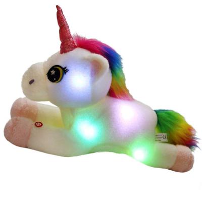 China Cheap Gift Led Light Stuffed Animal Light Plush Toy Stuffed White Unicorn As Gifts for sale