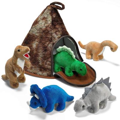 China Everyday Volcano House with 5 Plush Dinosaurs Big Stuffed Dinosaur Christmas Gift for sale