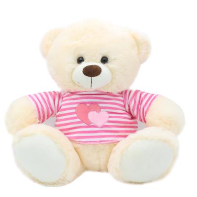 China 12 inch Cuddly Soft Toy Girls Romantic Pink Gift Toys Teddy Bear with Stripe Custom Teddy Bear Shirt for sale