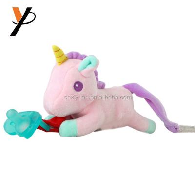 China Stuffed Animal Silicone Pink Unicorn Pacifier Baby Toys for sale